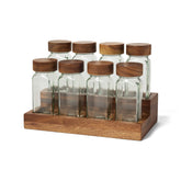 Sur La Table Black Walnut Spice Rack & Jars