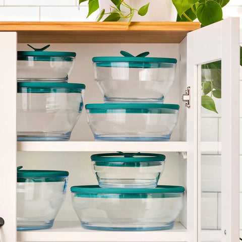 Anyday Microwave Large 4-Piece Glass Round Dish Set