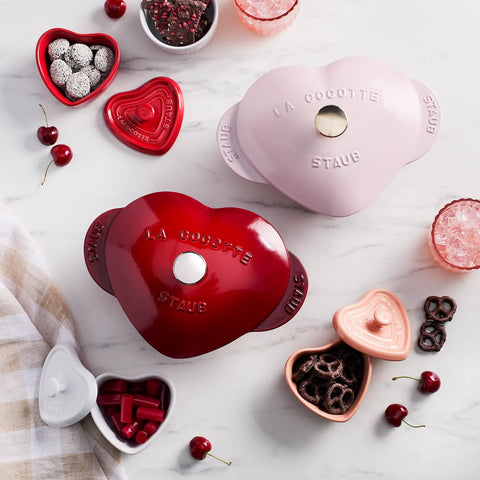 Staub Stoneware Mini Heart Cocottes, Set of 3