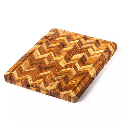 Teakhaus Reversible Cutting Board with Hand Grips & Juice Canal