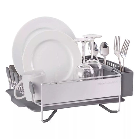 KitchenAid Compact Stainless Steel Dish Rack, Satin Gray