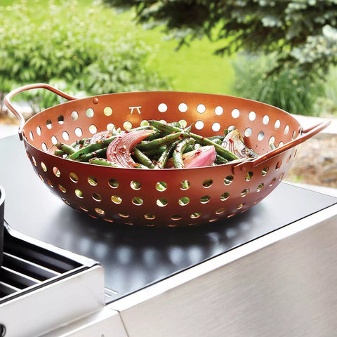 Outset Round Nonstick Grill Wok, Copper