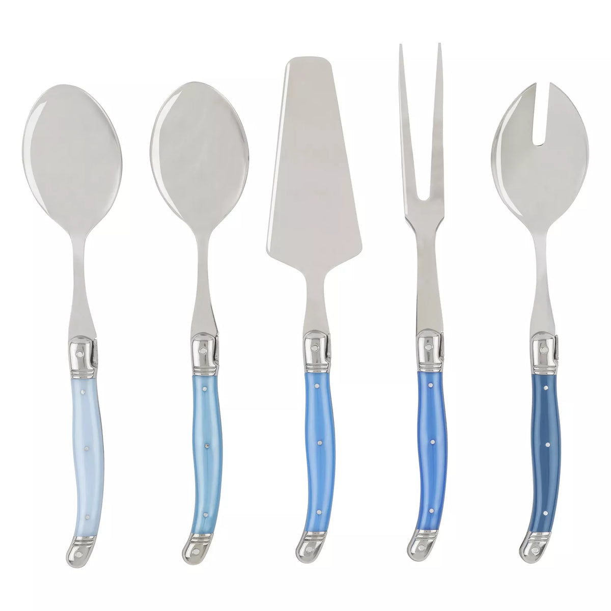 French Home Shades of Blue Laguiole Hostess Servers, Set of 5