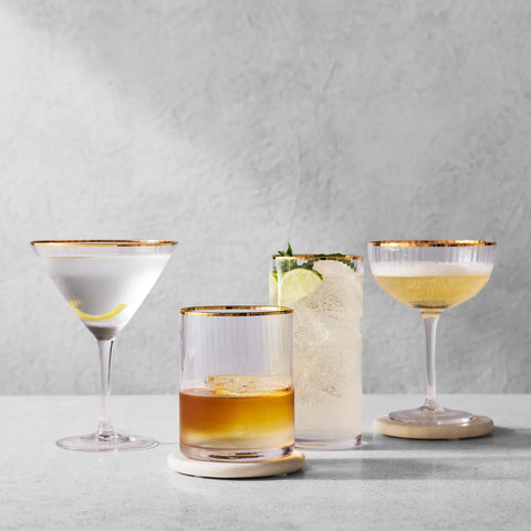 Sur La Table Optic Gold Rim Double Old-Fashioned Glass