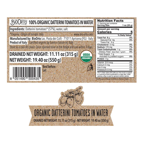 Bio Orto Organic Datterini Tomatoes in Water