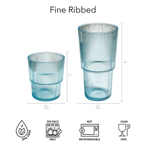 Tar Hong Ribbed Double Old-Fashioned Acrylic Glasses, Set of 6