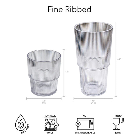 Tar Hong Ribbed Jumbo Acrylic Glasses, Set of 6