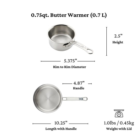 Hestan ProBond Luxe Stainless Steel Butter Warmer, 0.75qt.
