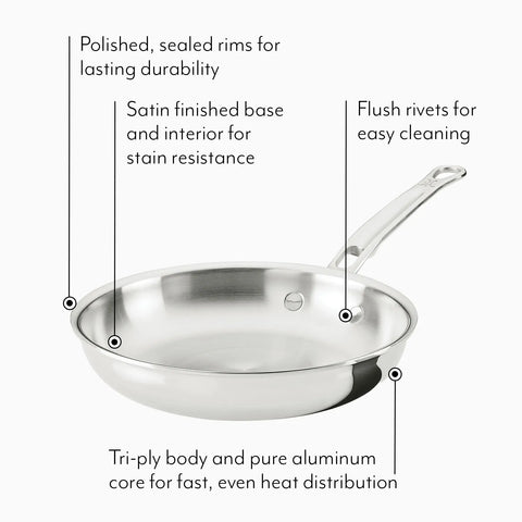 Hestan ProBond Luxe Stainless Steel Set of 3 Skillets, 8.5", 11", & 12.5"
